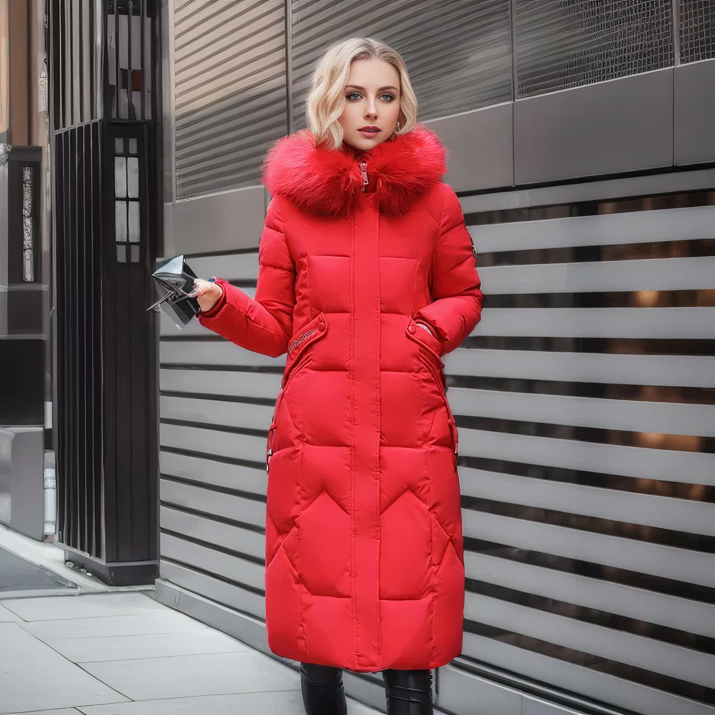 WinterStern - Eleganter Mittellanger Parka mit Verdeckter Kapuze
