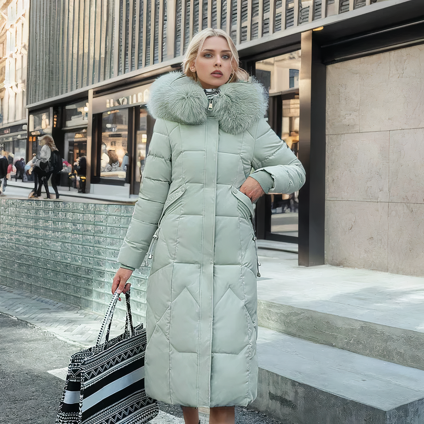WinterStern - Eleganter Mittellanger Parka mit Verdeckter Kapuze