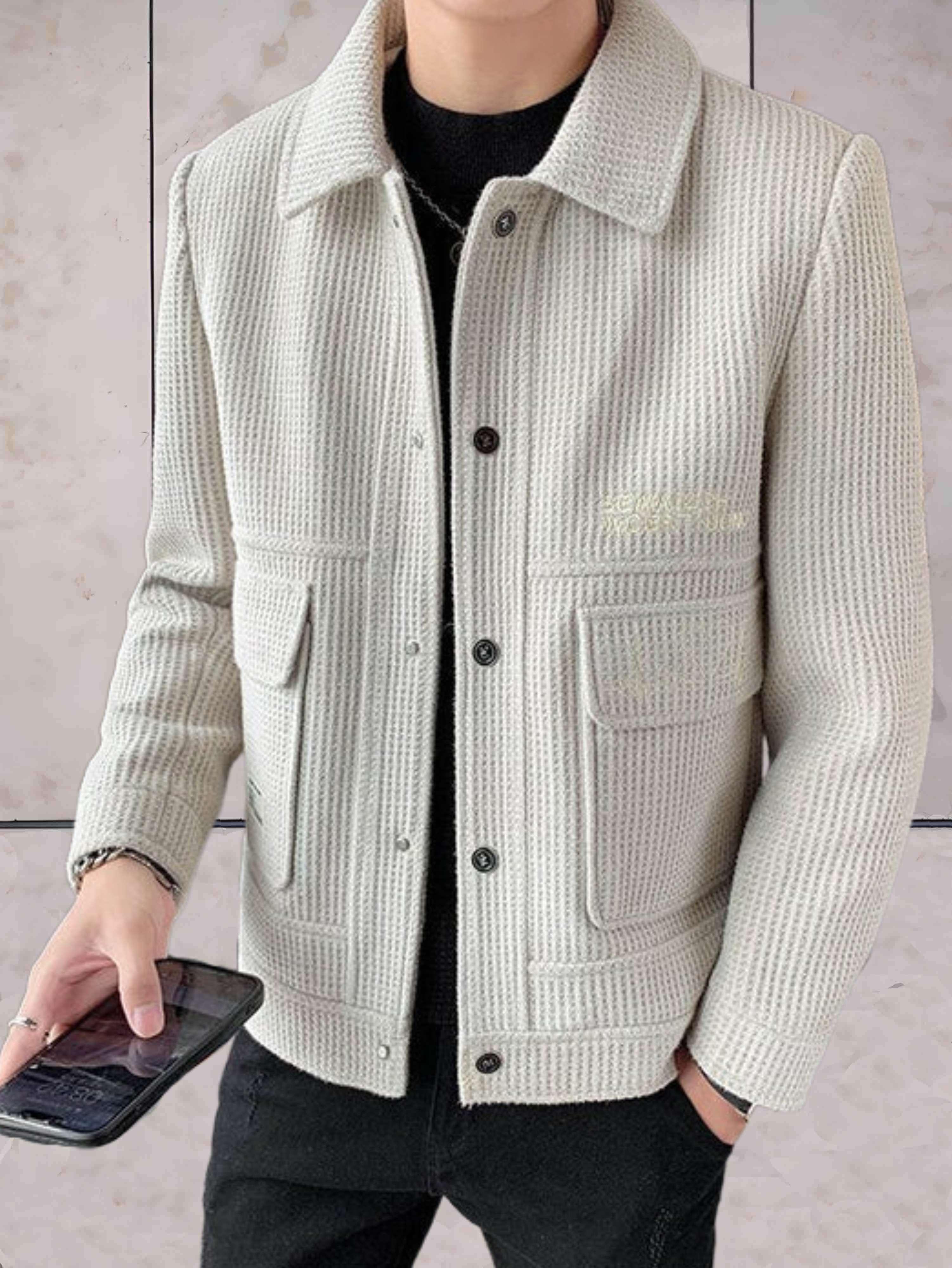 Tristan - Lässige Jacke aus gewebtem Stoff mit Kragen und Knopfverschluss