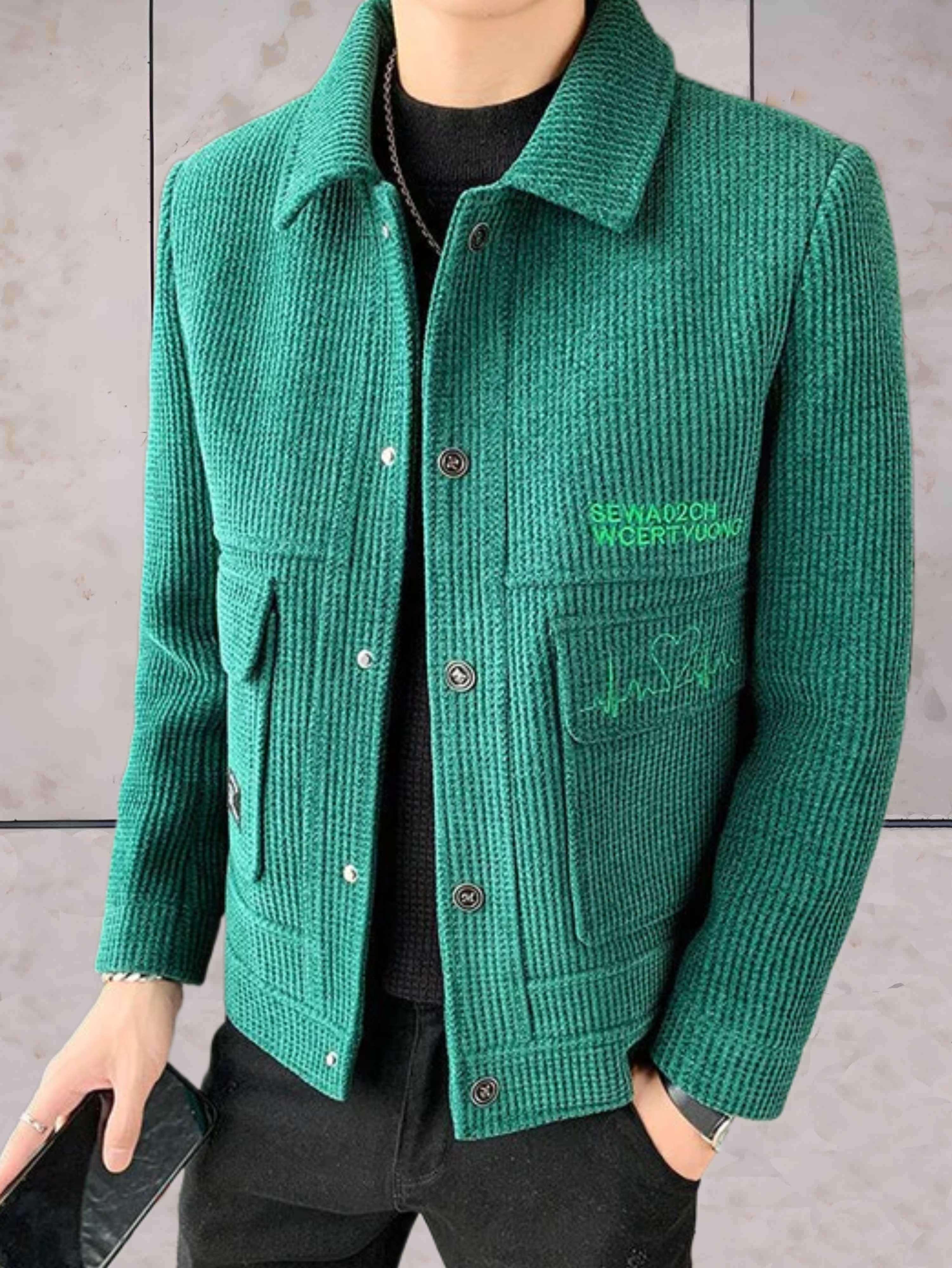 Tristan - Lässige Jacke aus gewebtem Stoff mit Kragen und Knopfverschluss