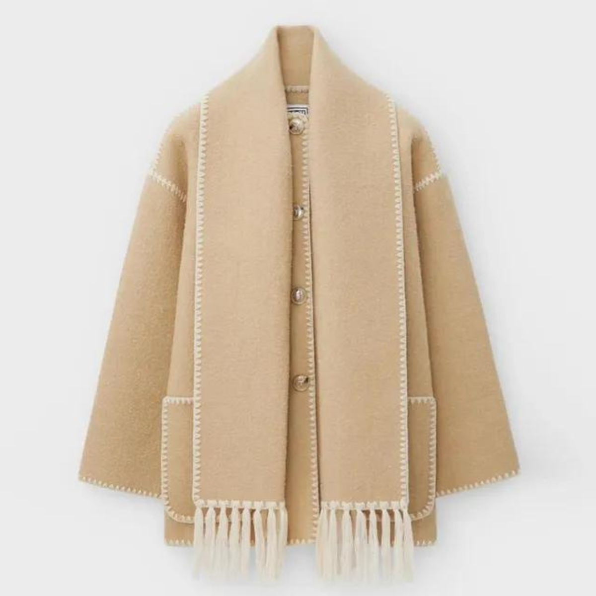Schicker langer Blazer mit einfacher Knopffront und passendem Schal