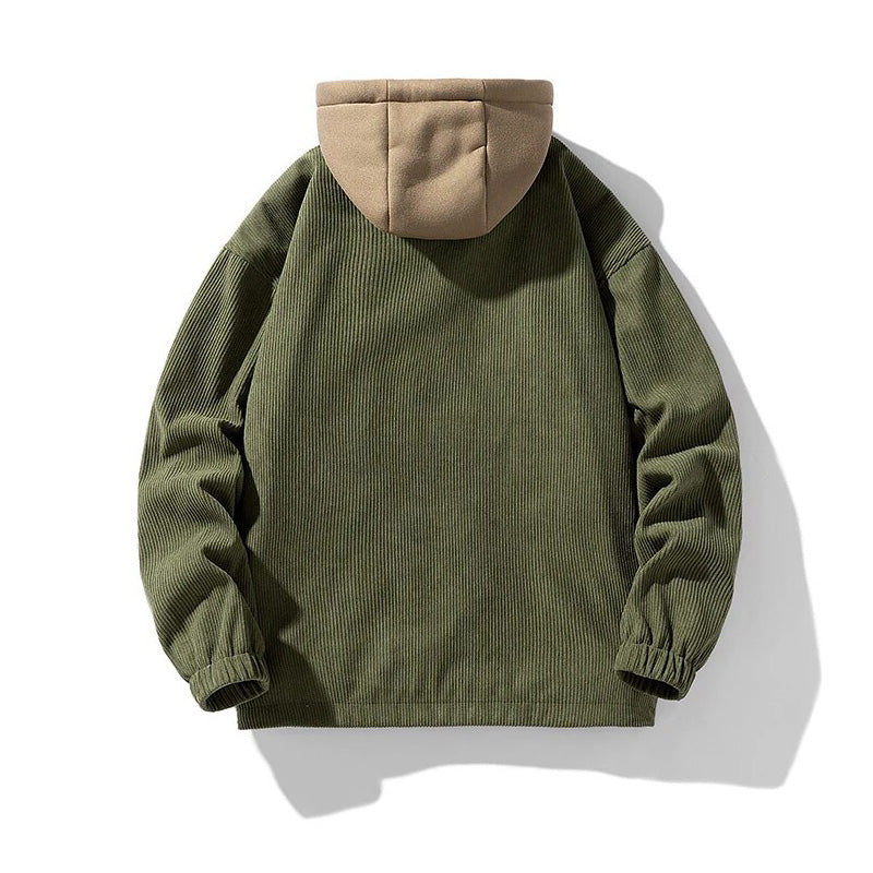 Herrenjacke aus samtigem Cord mit Kapuze - Ultra bequem und gefüttert