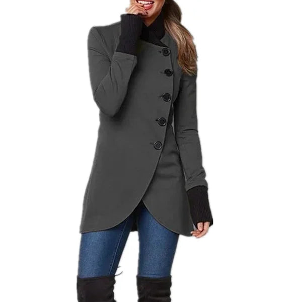 ChicBreeze – Slant-Button Windbreaker für moderne Styles