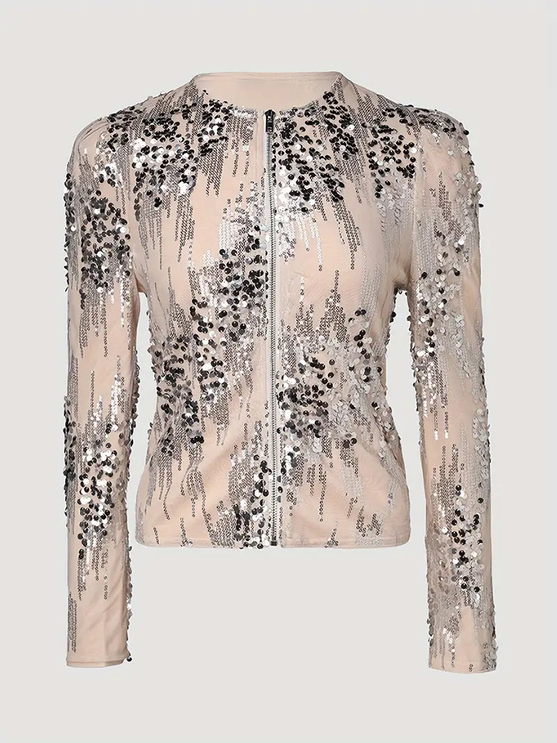 Lola – Elegante gestrickte Paillettenjacke