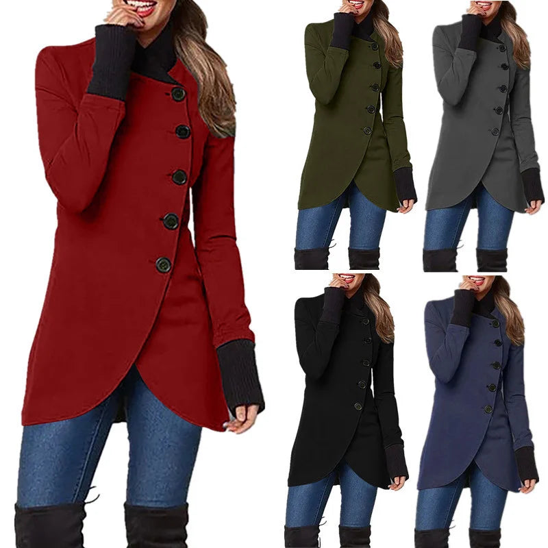 ChicBreeze – Slant-Button Windbreaker für moderne Styles