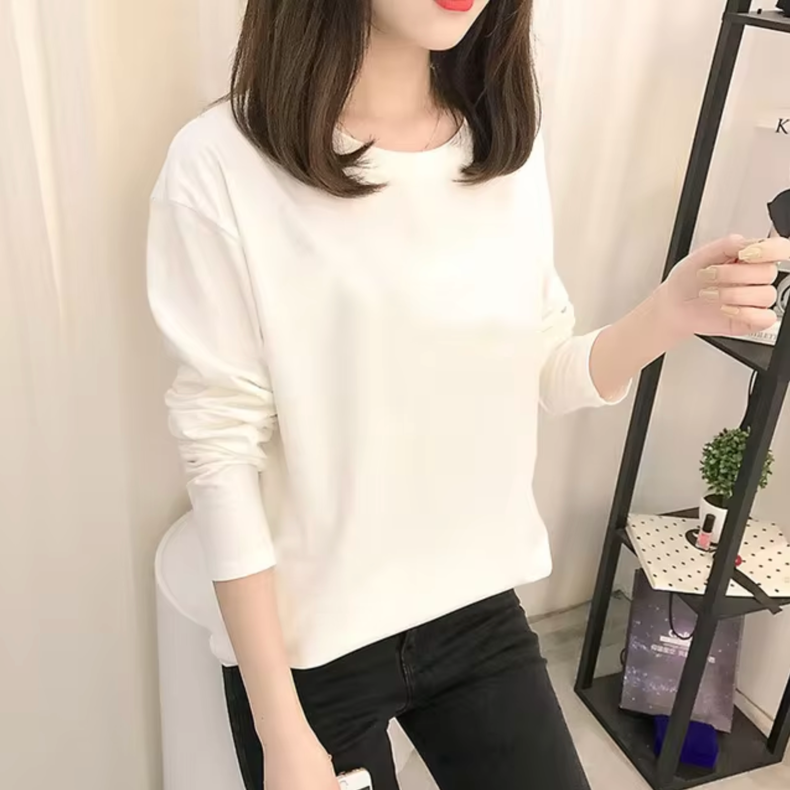 Izabel – Langarmshirt aus Baumwolle mit Rundhalsausschnitt