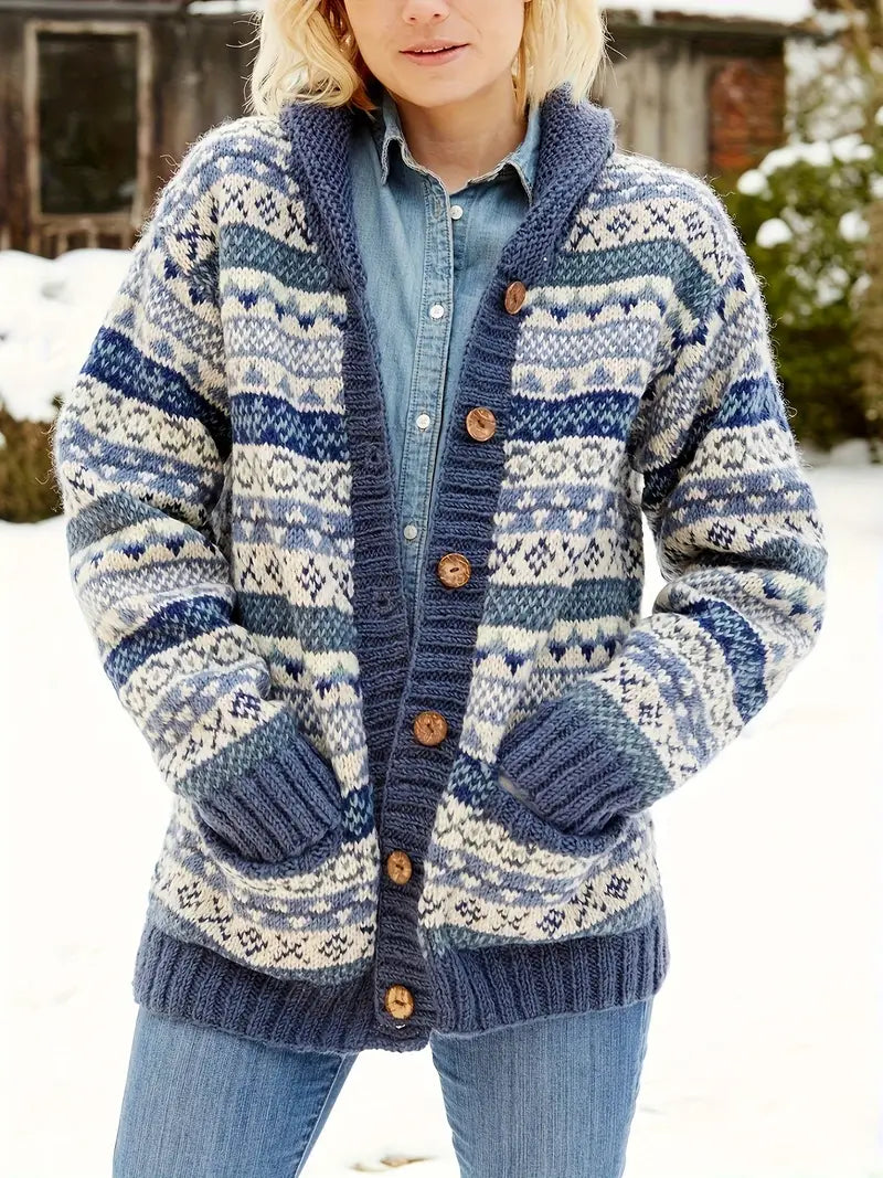 Heidi - Gestrickte Strickjacke mit zwei Taschen