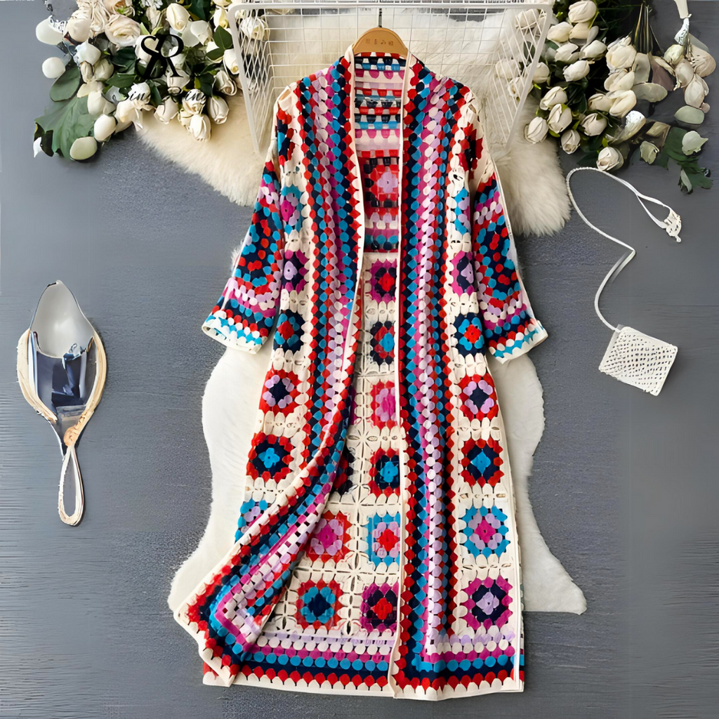 Sitti - Lange bunte Strickjacke