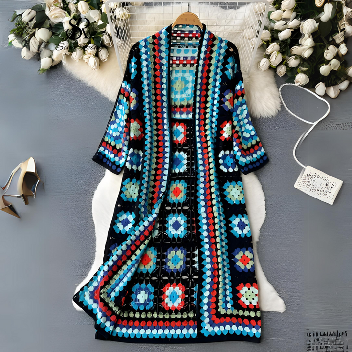 Sitti - Lange bunte Strickjacke