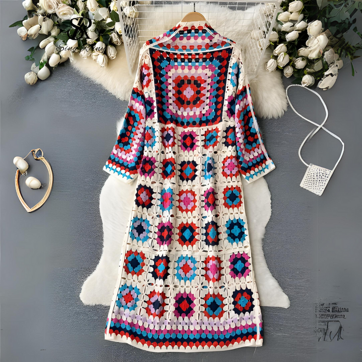 Sitti - Lange bunte Strickjacke