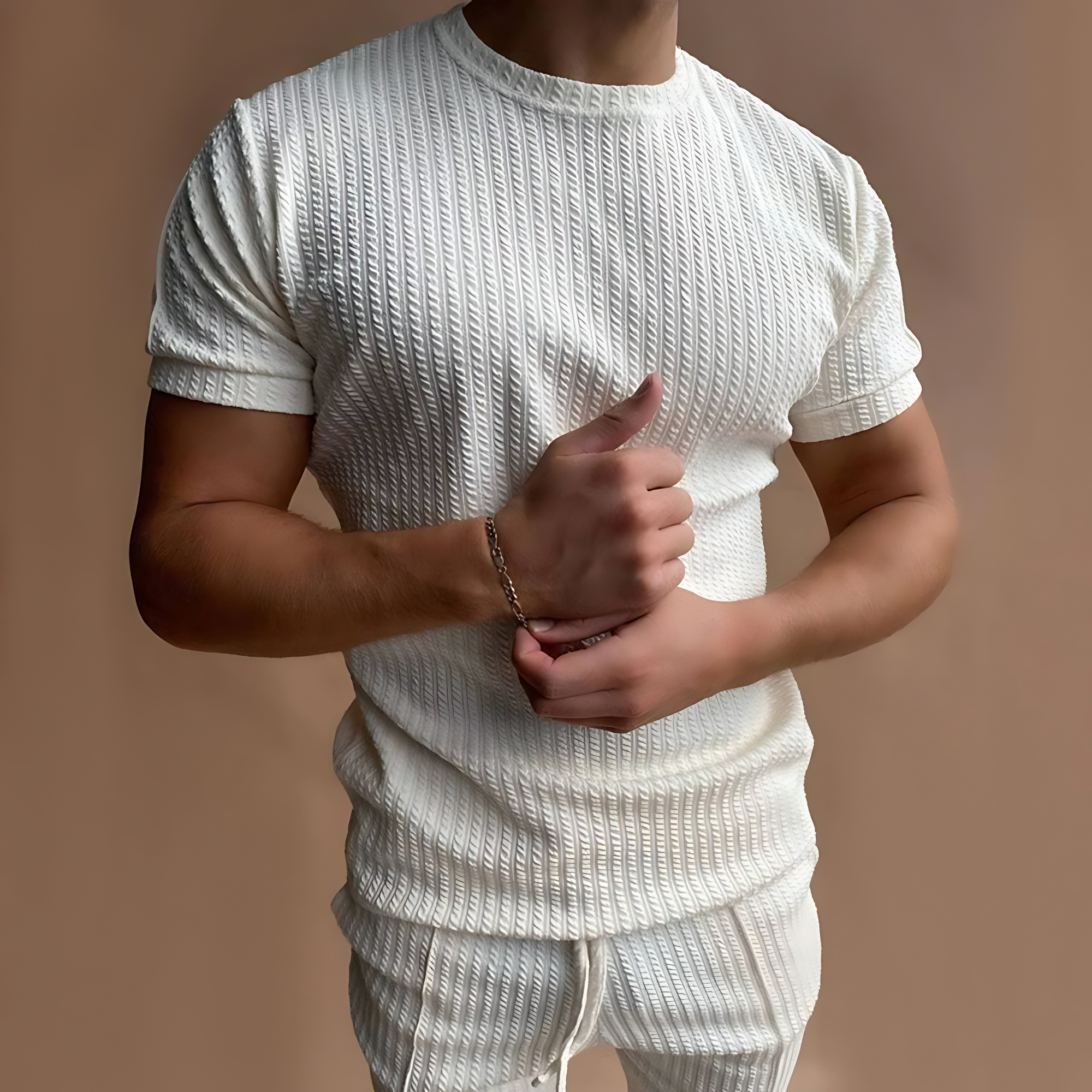 Oliver - Atmungsaktive Baumwolle Slim T-Shirts & Hosen Set für Männer