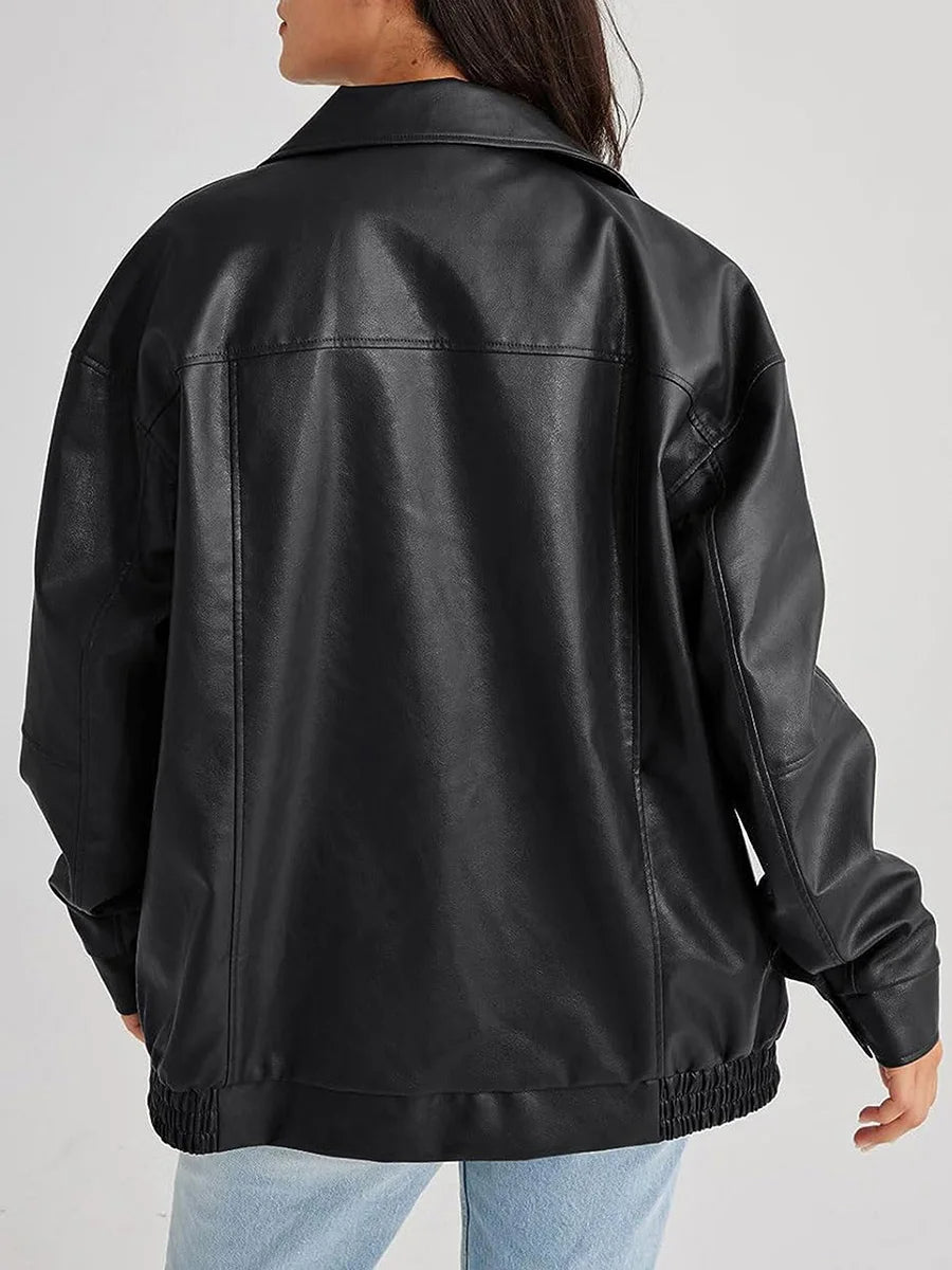 Bambino - Übergroße Leder-Bomberjacke mit trendigem Design