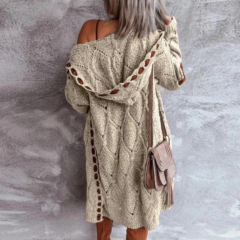 Loretta - Eleganter Strickpullover mit Kapuze im Vintage-Stil