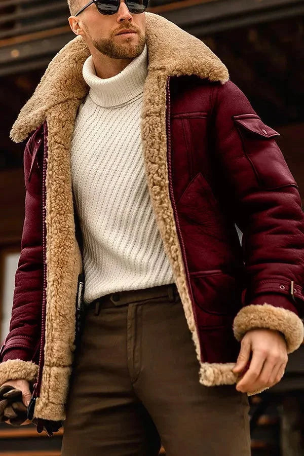 Elegante camelfarbene Lederjacke für Herren - Trendiger und gestohlener Stil