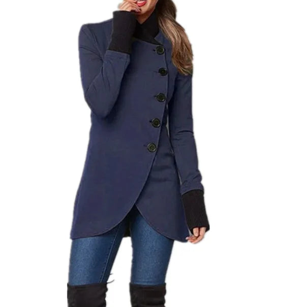 ChicBreeze – Slant-Button Windbreaker für moderne Styles