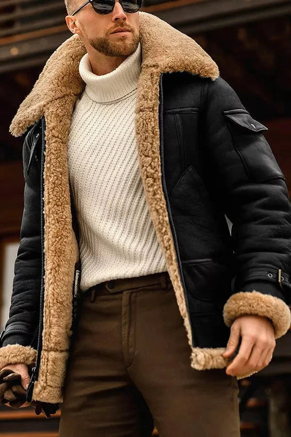 Elegante camelfarbene Lederjacke für Herren - Trendiger und gestohlener Stil