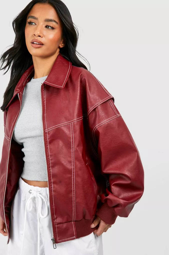 Faye - Trendige und elegante Oversize-Lederjacke