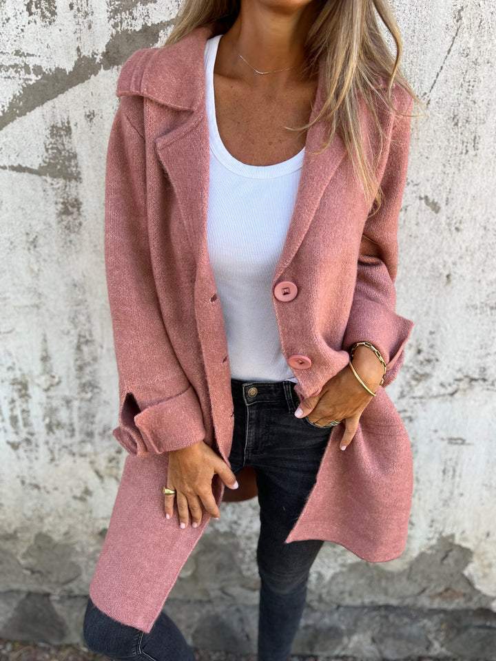 Jill | Eleganter lässiger langer Mantel mit Revers