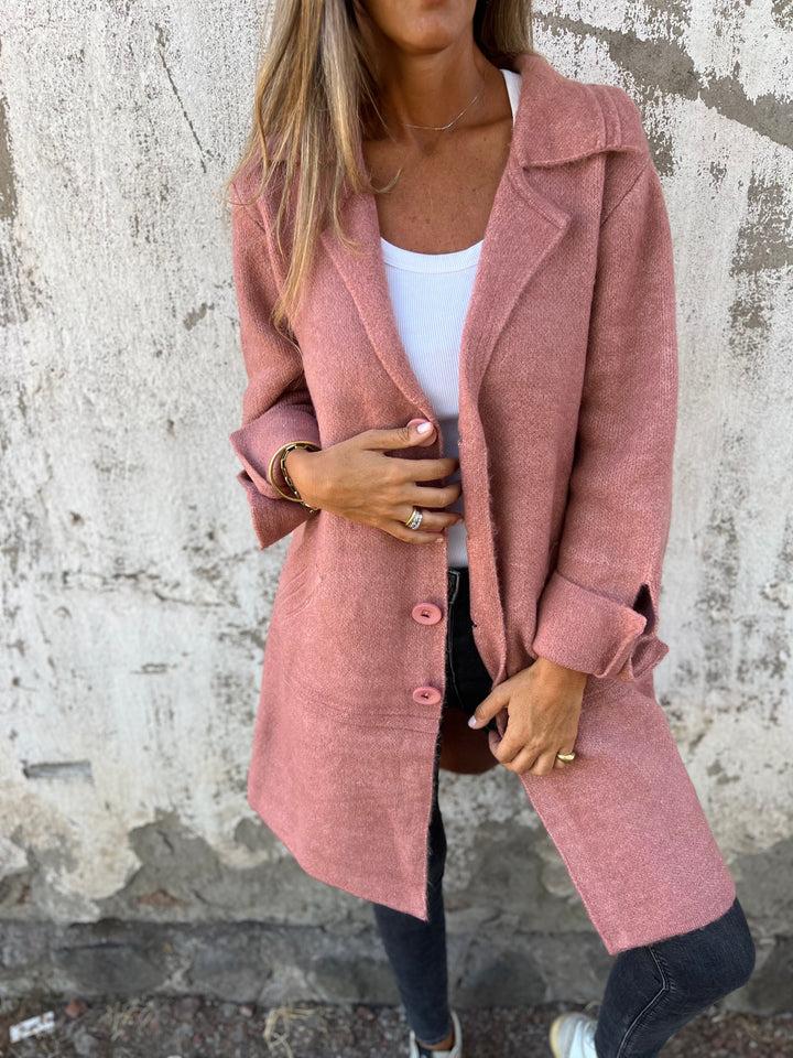 Jill | Eleganter lässiger langer Mantel mit Revers