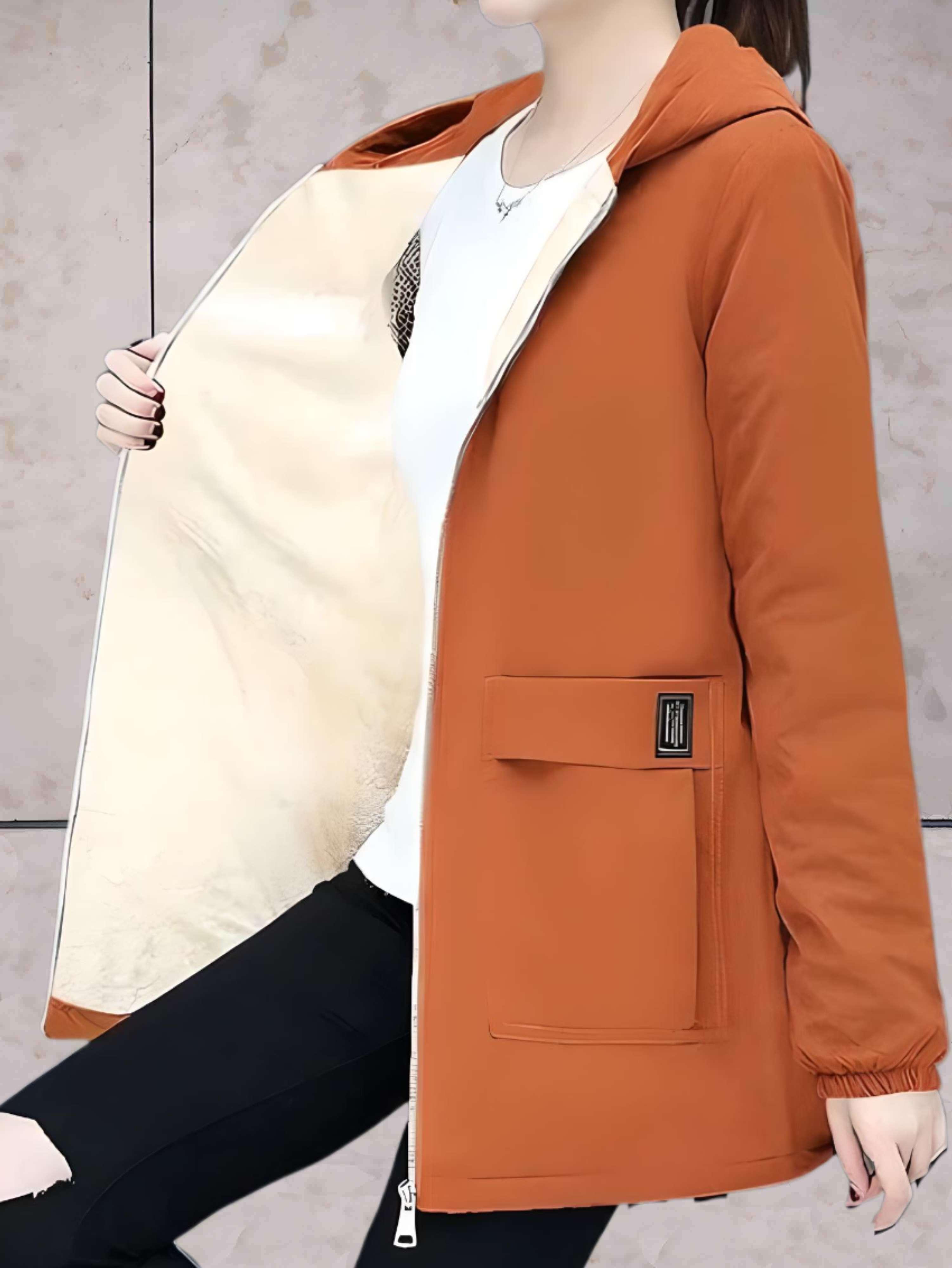 Manzie - Warme, dicke Lederjacke mit Fleecefutter und Kapuze