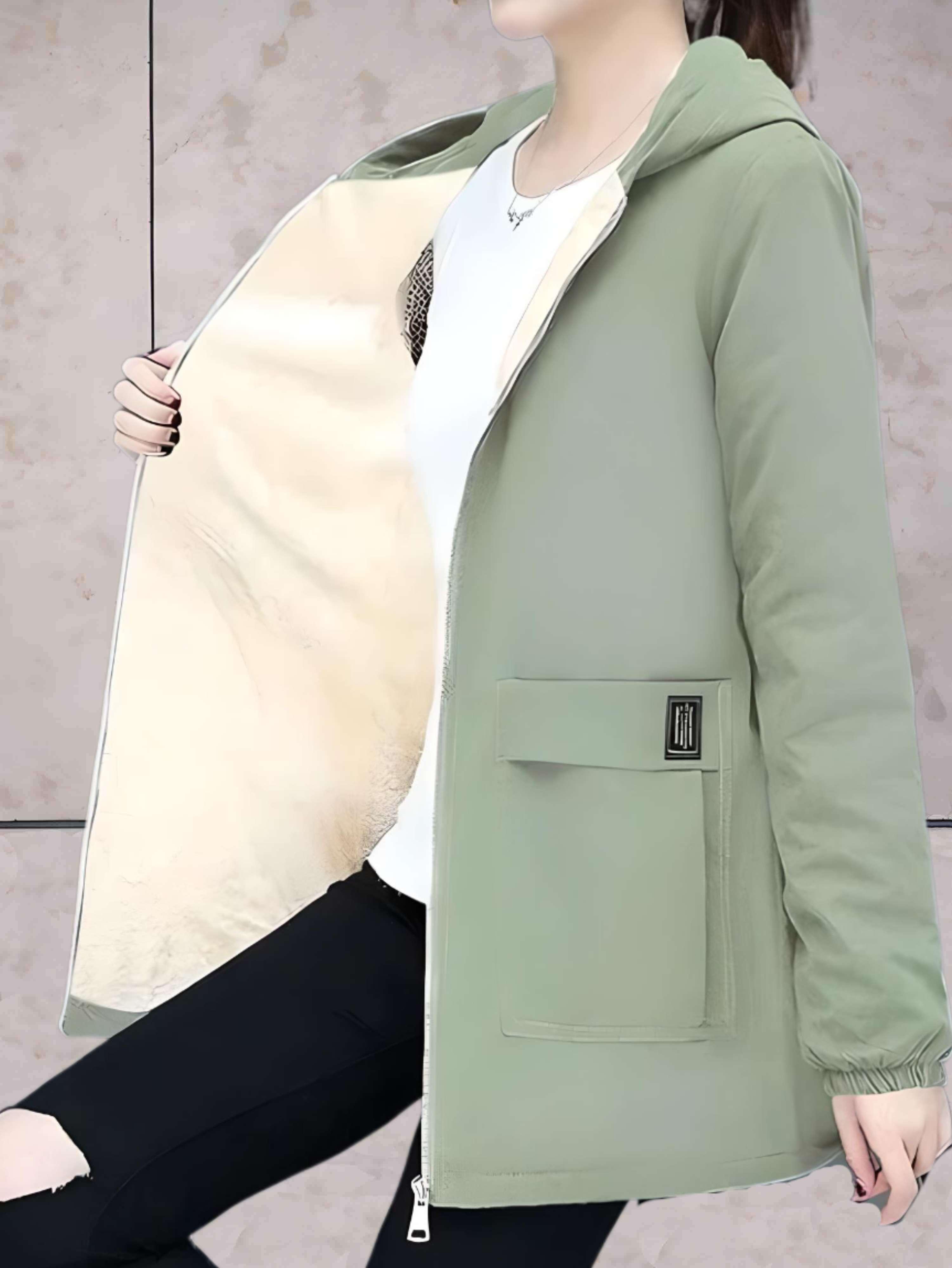 Manzie - Warme, dicke Lederjacke mit Fleecefutter und Kapuze