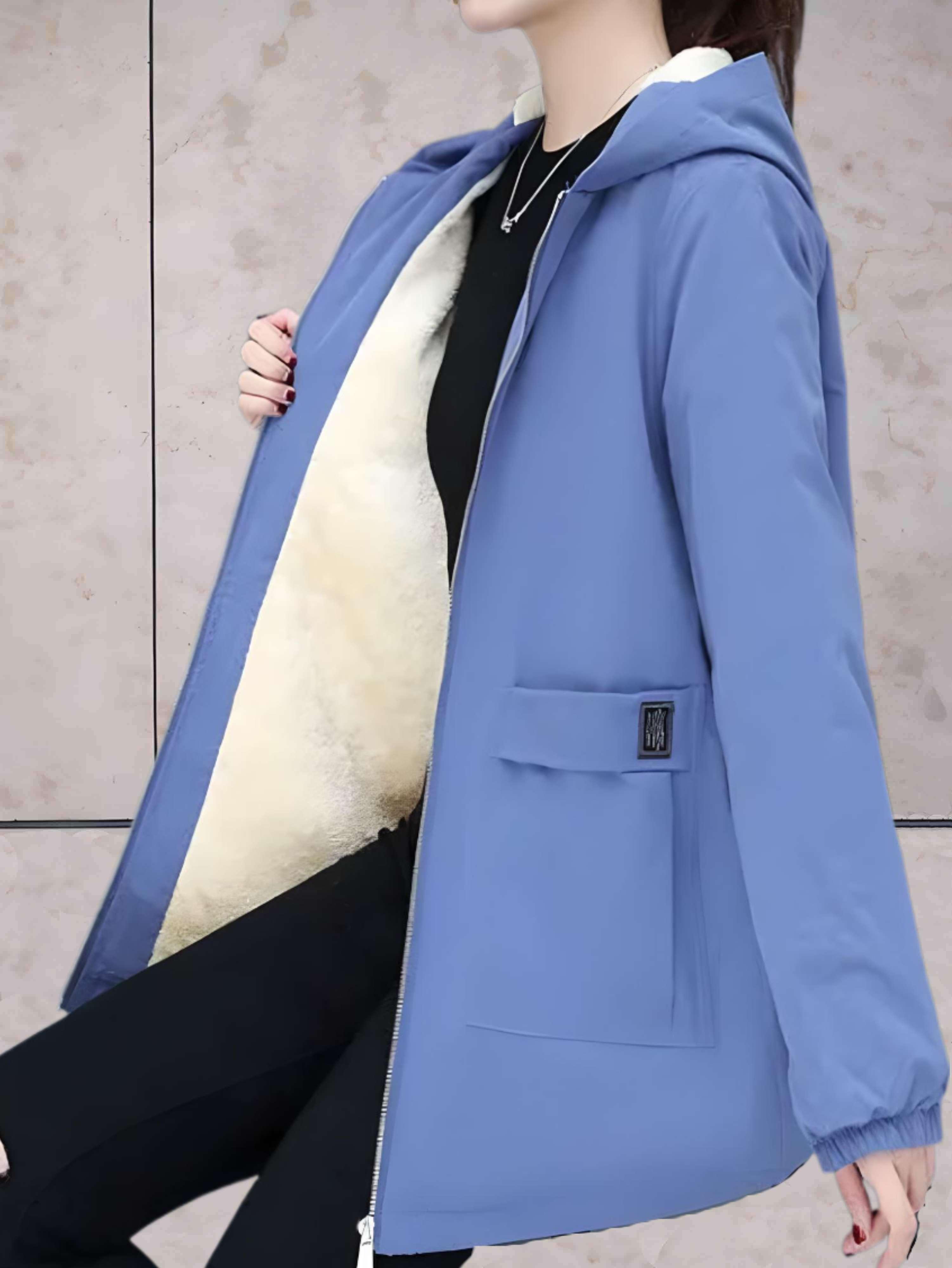 Manzie - Warme, dicke Lederjacke mit Fleecefutter und Kapuze