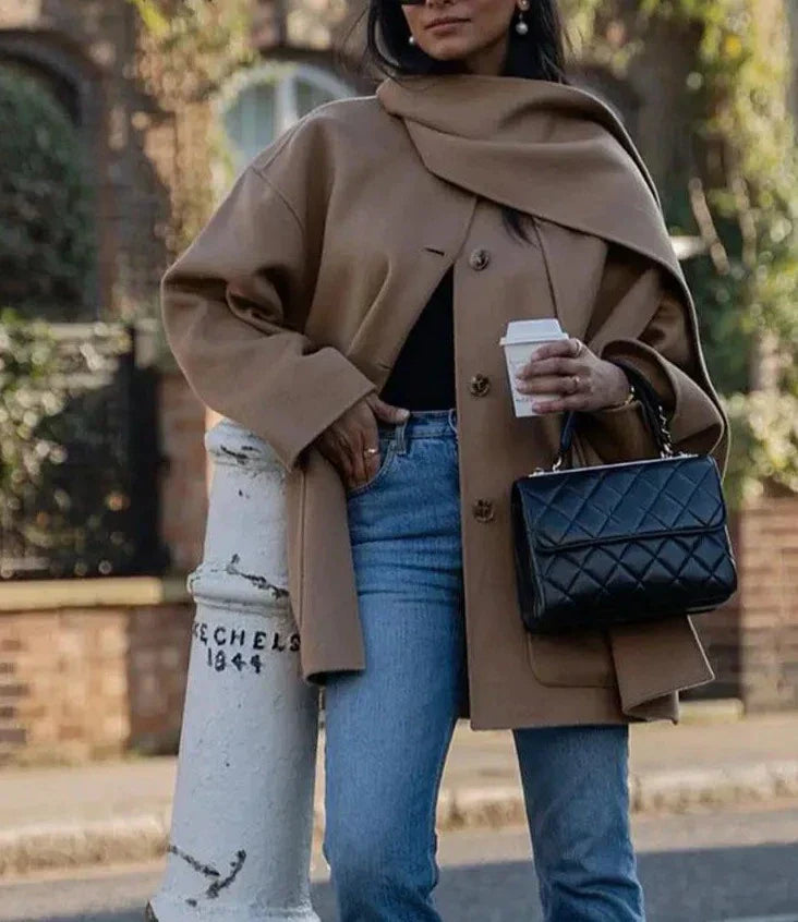 Barbara - Camel Mantel mit Schal