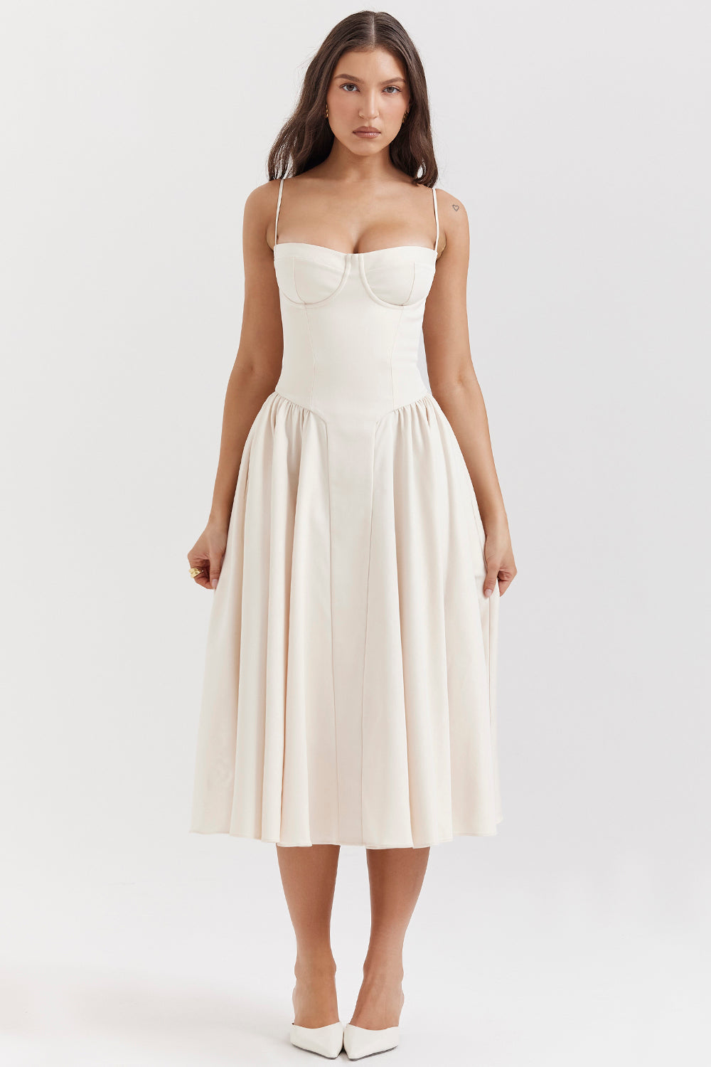 Evelina | Twill Korsett Midi Kleid