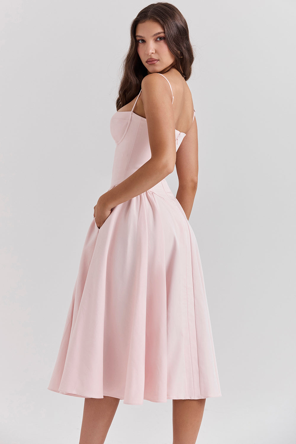 Evelina | Twill Korsett Midi Kleid