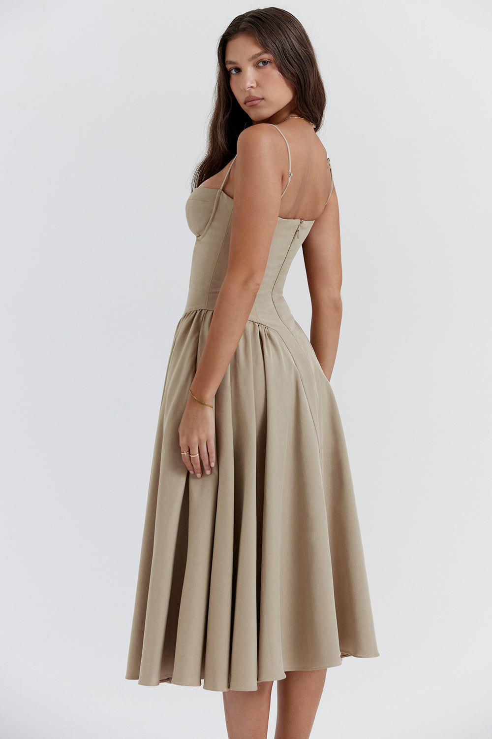 Evelina | Twill Korsett Midi Kleid