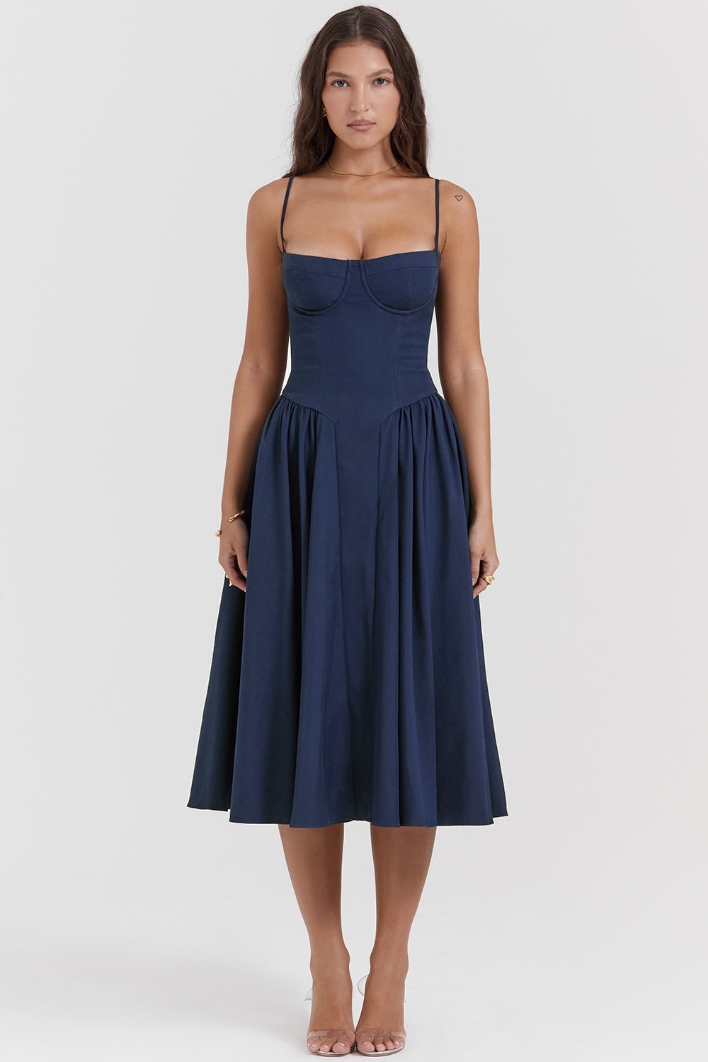 Evelina | Twill Korsett Midi Kleid