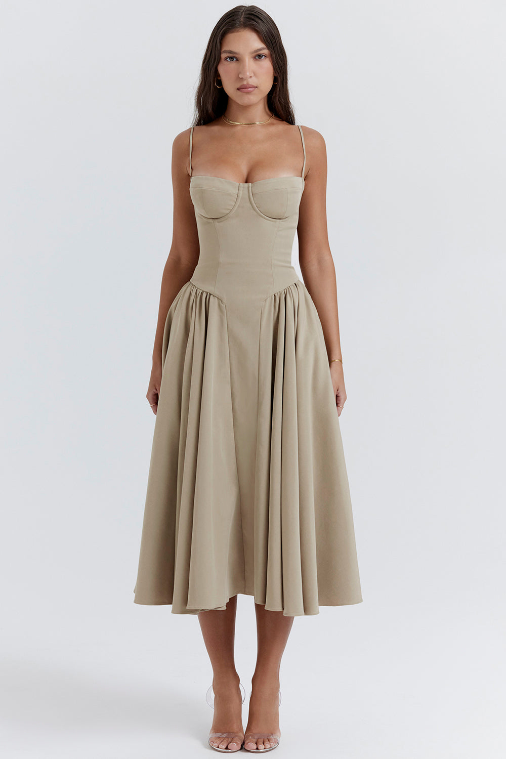 Evelina | Twill Korsett Midi Kleid