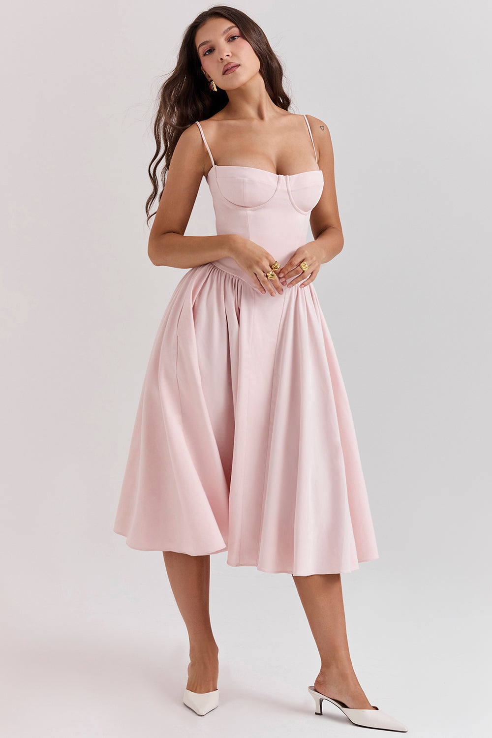 Evelina | Twill Korsett Midi Kleid