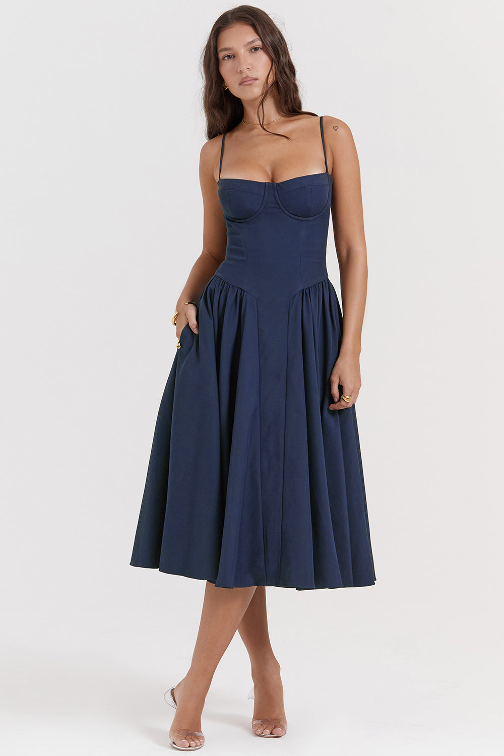 Evelina | Twill Korsett Midi Kleid