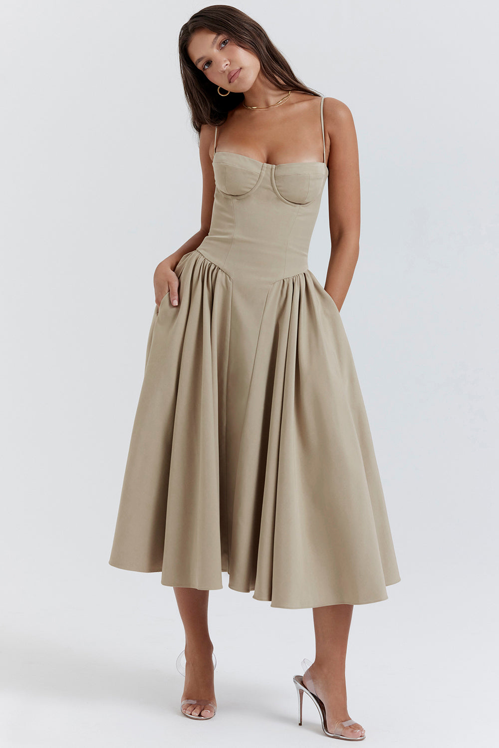 Evelina | Twill Korsett Midi Kleid