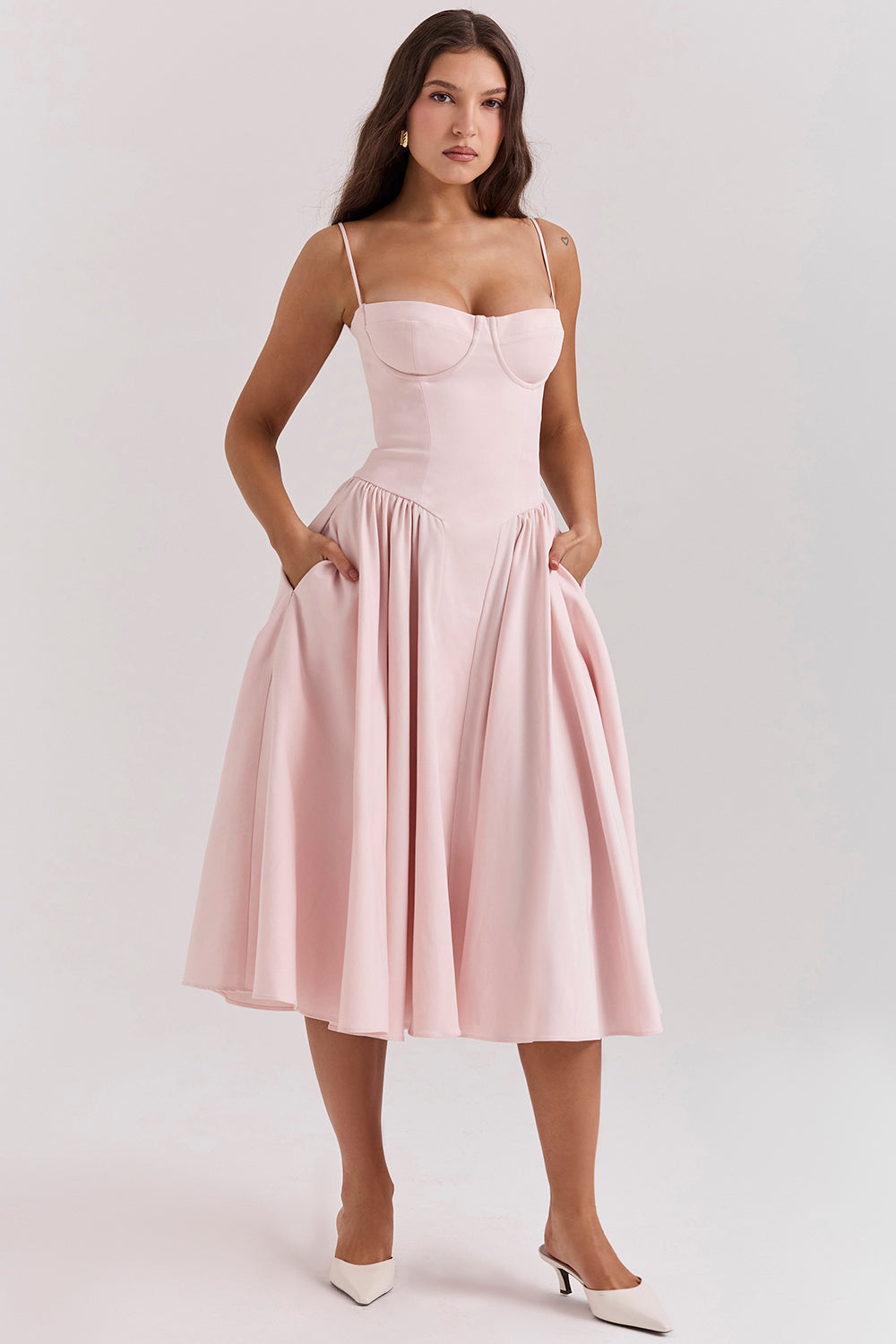 Evelina | Twill Korsett Midi Kleid