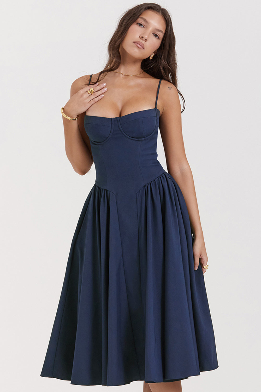 Evelina | Twill Korsett Midi Kleid