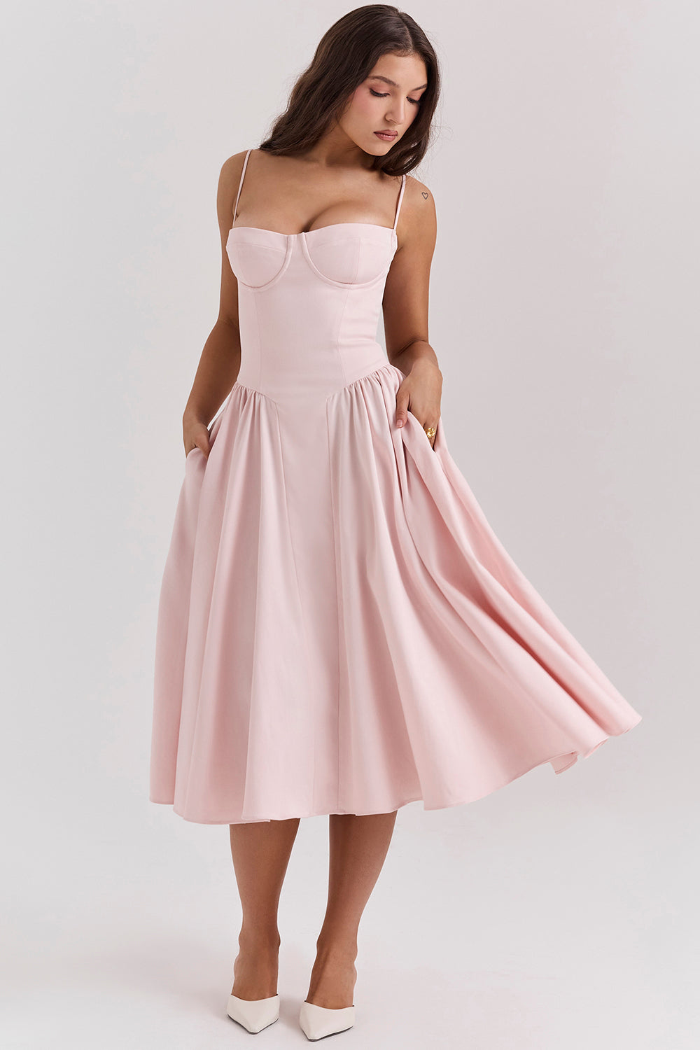 Evelina | Twill Korsett Midi Kleid