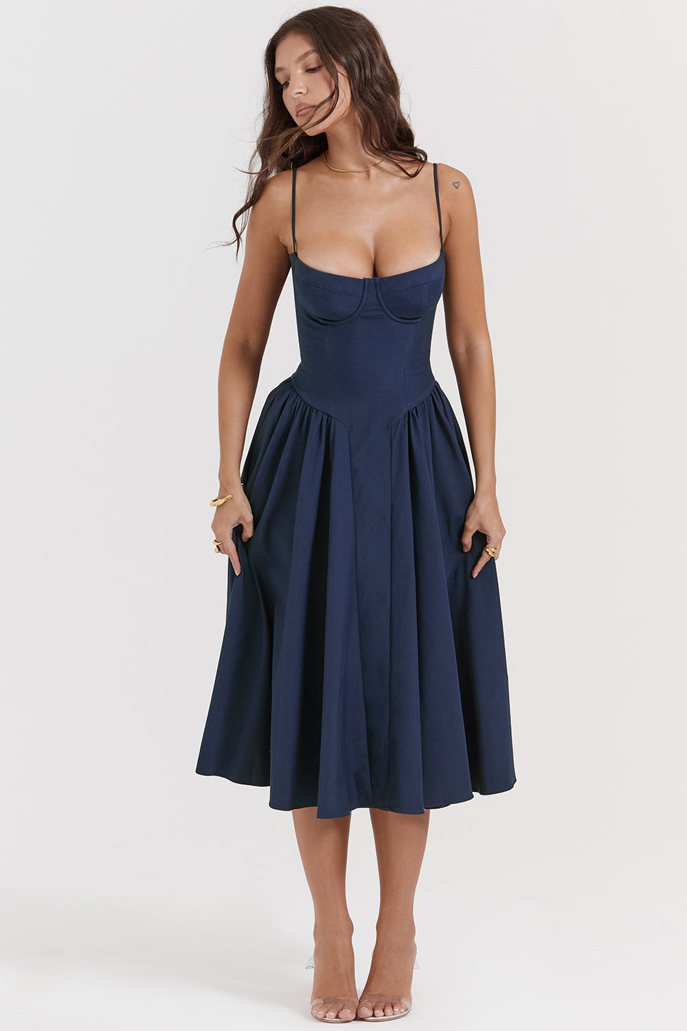 Evelina | Twill Korsett Midi Kleid