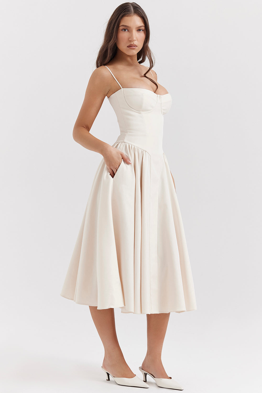 Evelina | Twill Korsett Midi Kleid