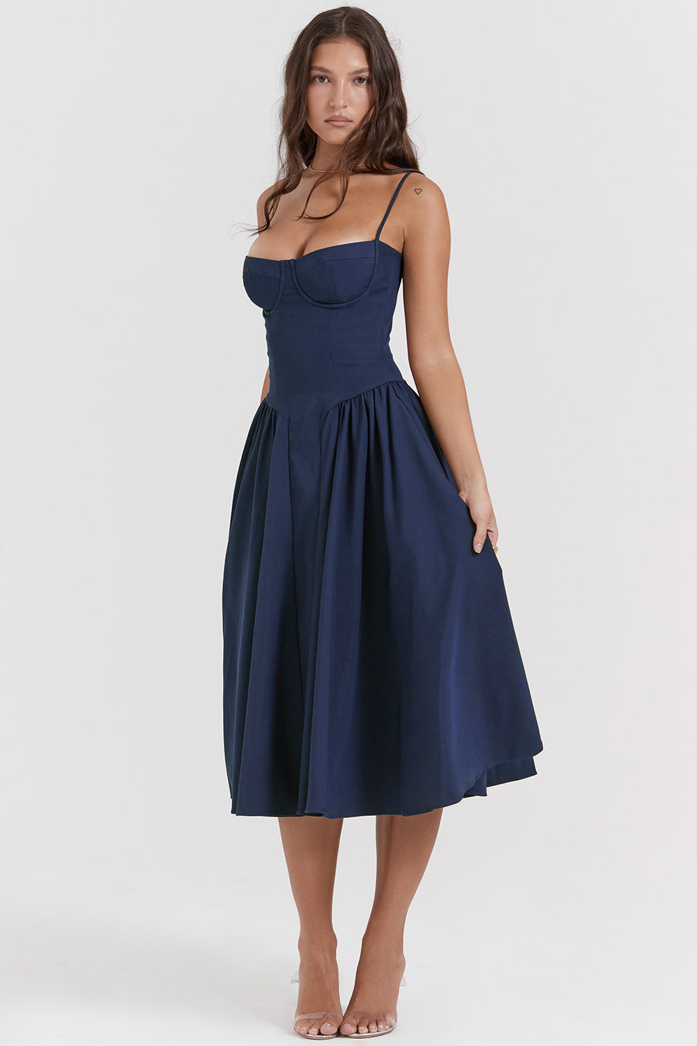 Evelina | Twill Korsett Midi Kleid