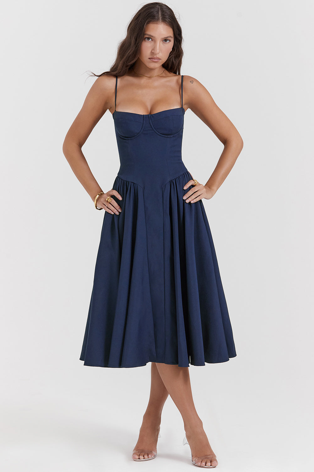 Evelina | Twill Korsett Midi Kleid
