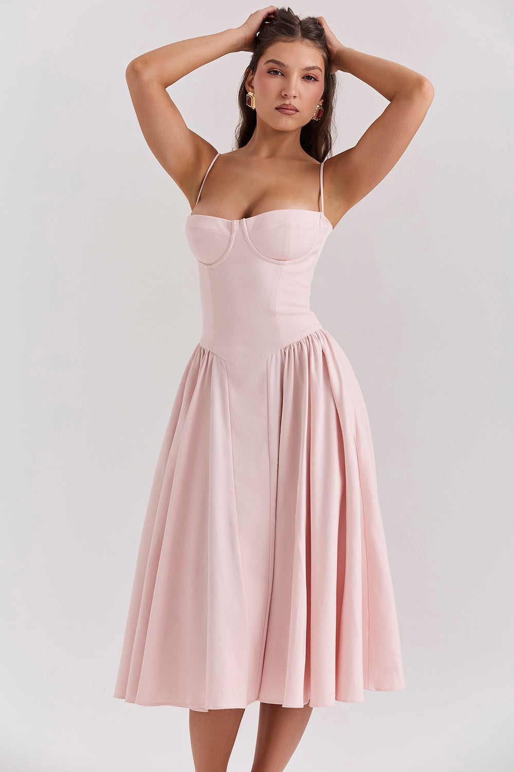 Evelina | Twill Korsett Midi Kleid