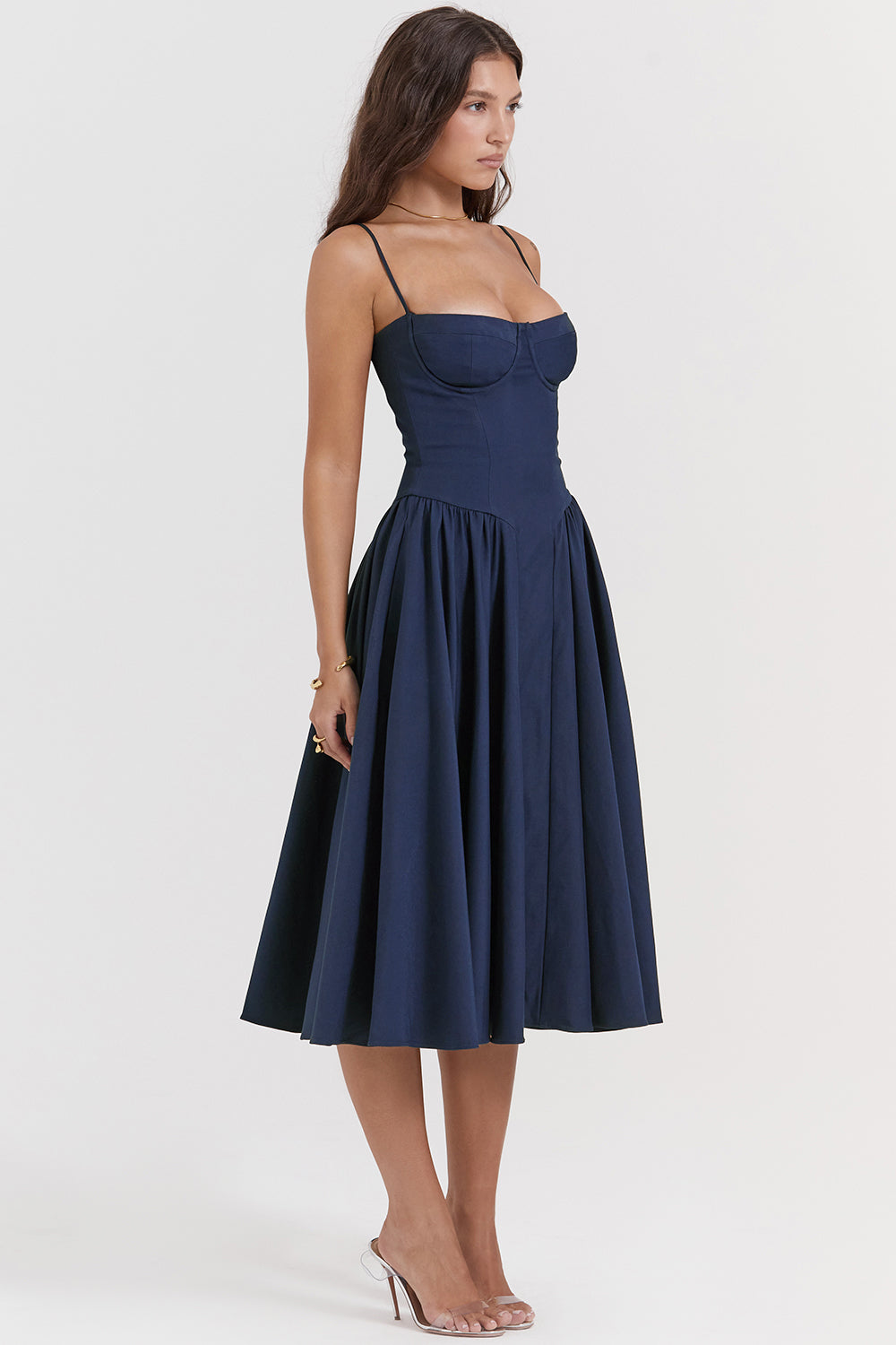 Evelina | Twill Korsett Midi Kleid