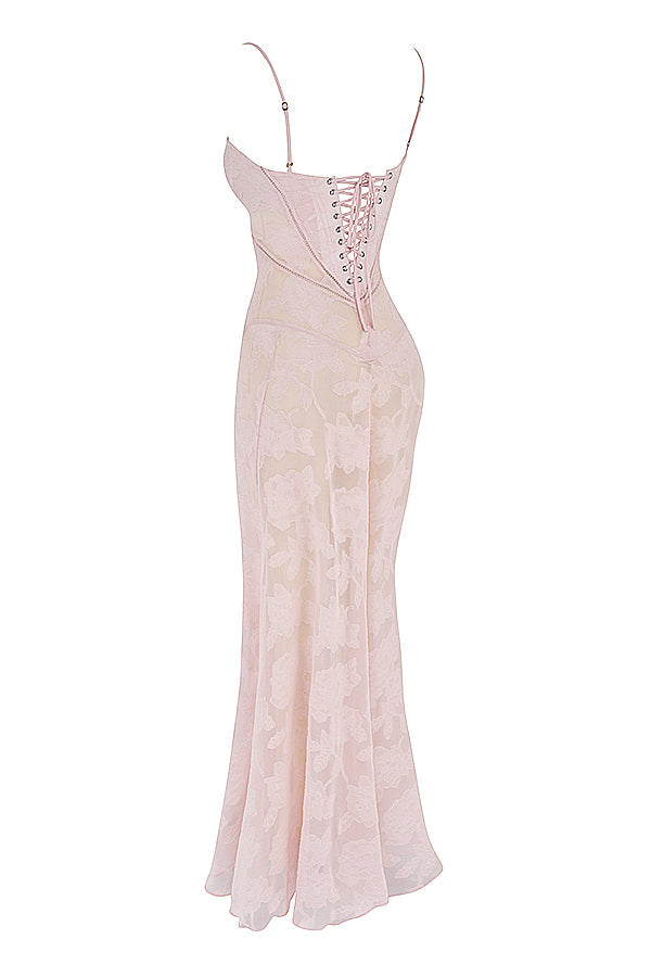 Sabine | Cremefarbenes Vintage Maxikleid
