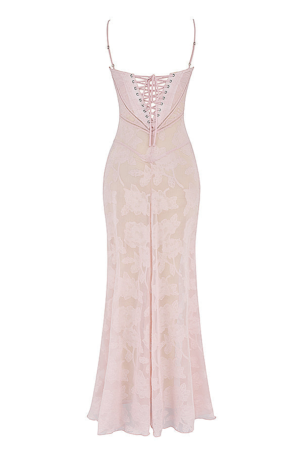Sabine | Cremefarbenes Vintage Maxikleid