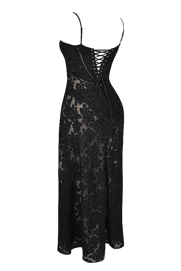 Sabine | Cremefarbenes Vintage Maxikleid