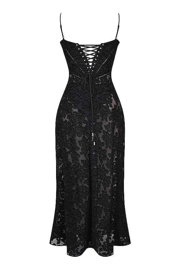 Sabine | Cremefarbenes Vintage Maxikleid