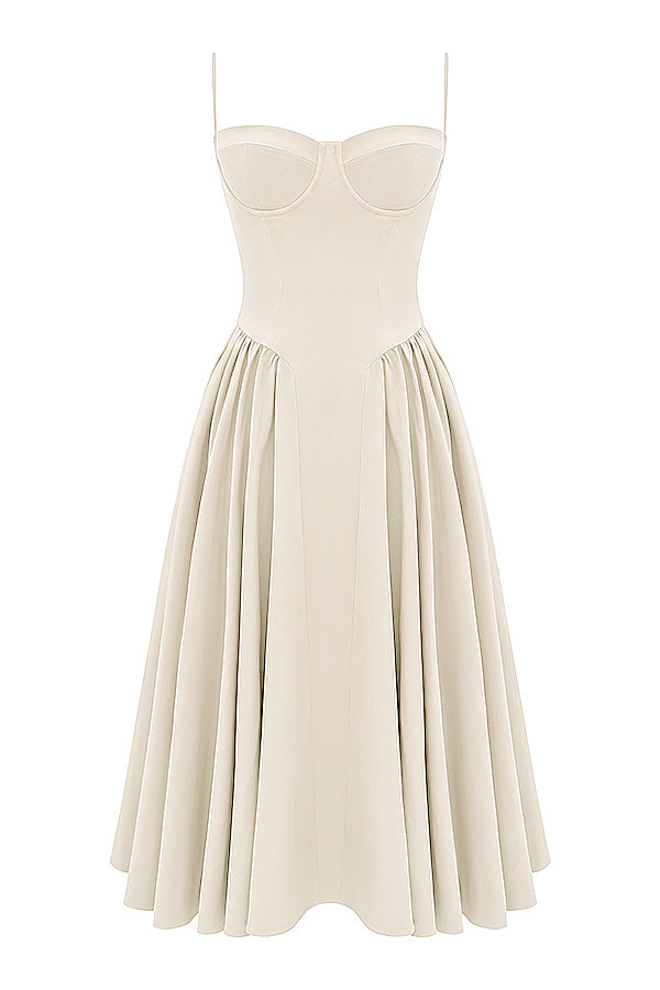 Evelina | Twill Korsett Midi Kleid