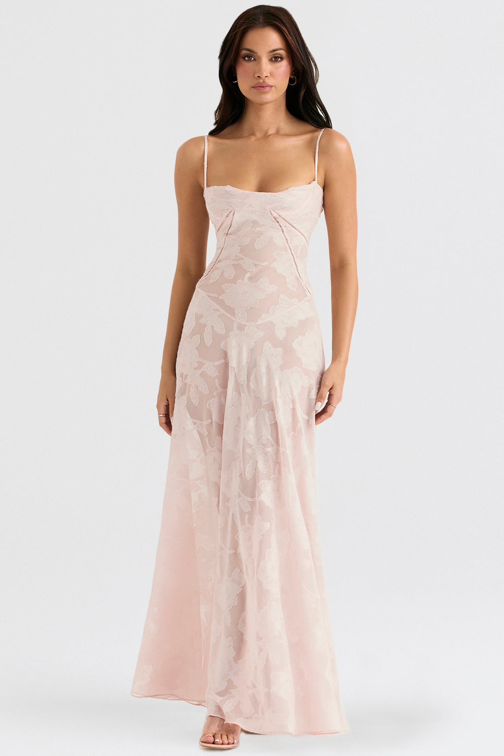 Sabine | Cremefarbenes Vintage Maxikleid